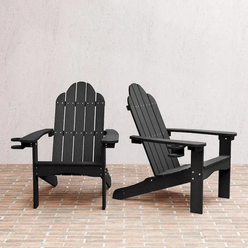 LUE BONA Plastic Poly Weather Resistant Outdoor Patio Adirondack Chair 2-Pack - 35 D x 30 W x 36.2 H