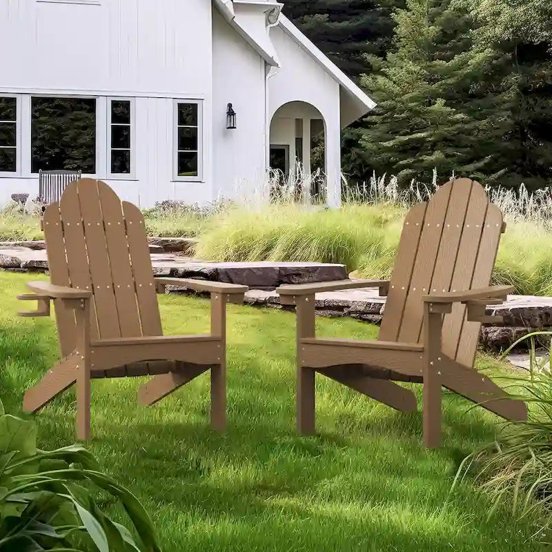 LUE BONA Plastic Poly Weather Resistant Outdoor Patio Adirondack Chair 2-Pack - 35 D x 30 W x 36.2 H
