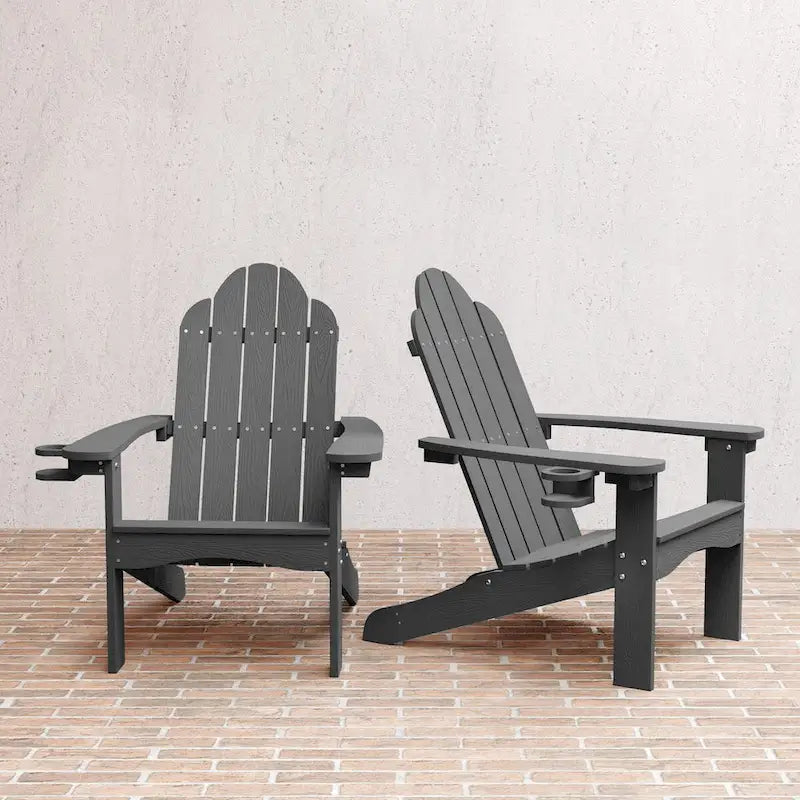 LUE BONA Plastic Poly Weather Resistant Outdoor Patio Adirondack Chair 2-Pack - 35 D x 30 W x 36.2 H