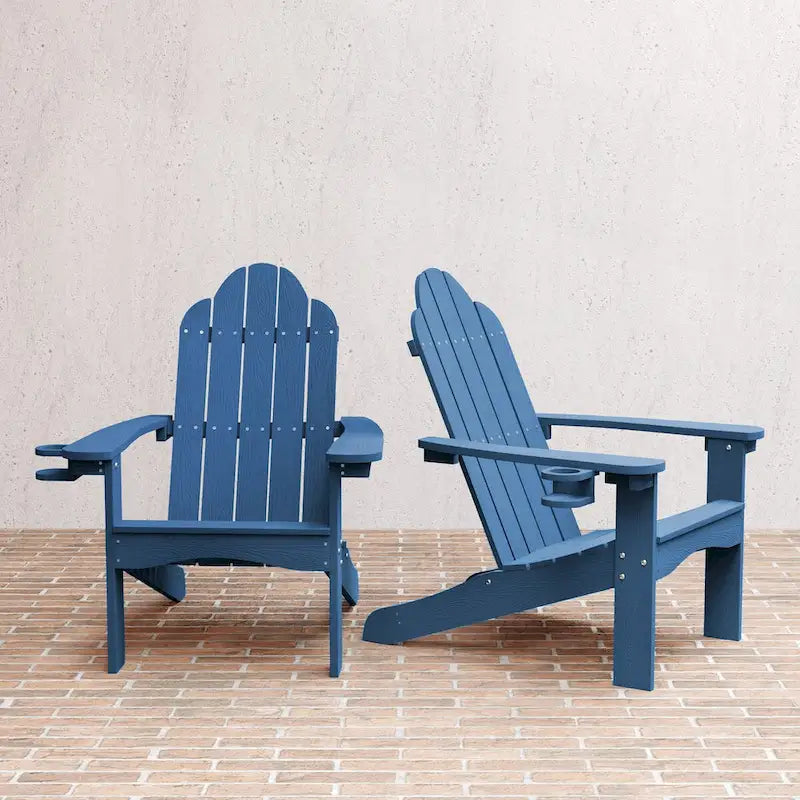LUE BONA Plastic Poly Weather Resistant Outdoor Patio Adirondack Chair 2-Pack - 35 D x 30 W x 36.2 H
