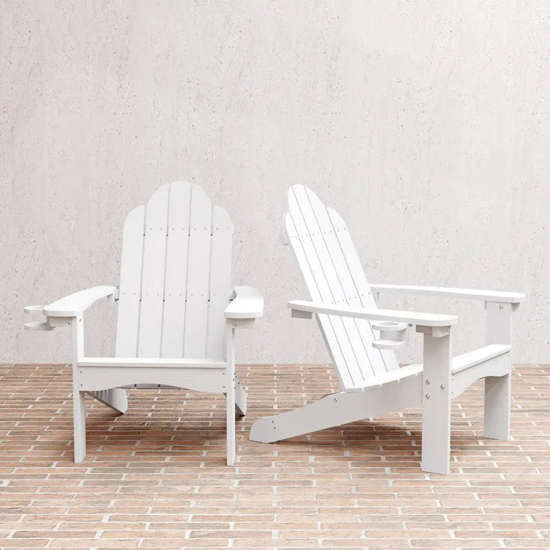 LUE BONA Plastic Poly Weather Resistant Outdoor Patio Adirondack Chair 2-Pack - 35 D x 30 W x 36.2 H