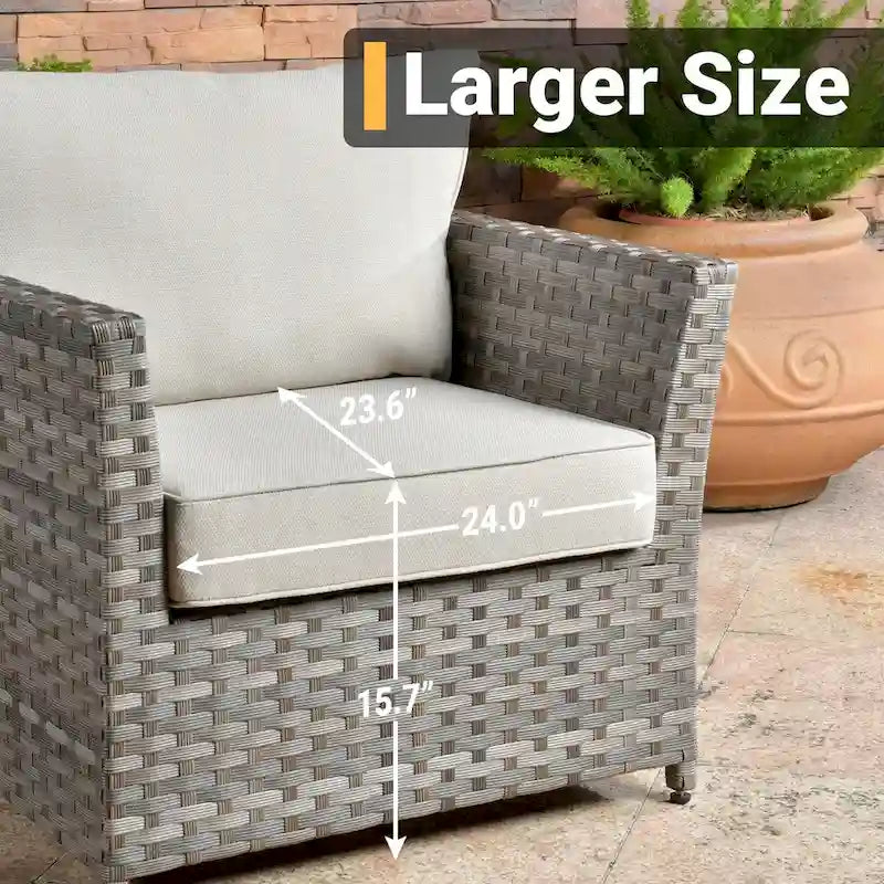 HOOOWOOO 10-piece Wicker Patio Furniture Sectional Set with Steel Fire Pit Table