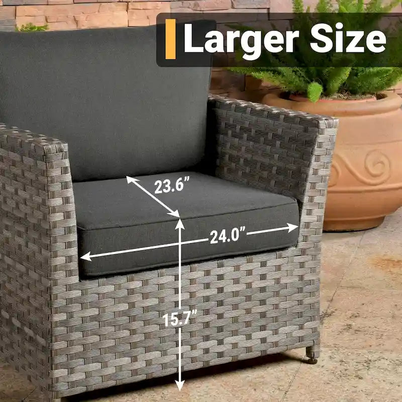 HOOOWOOO 10-piece Wicker Patio Furniture Sectional Set with Steel Fire Pit Table