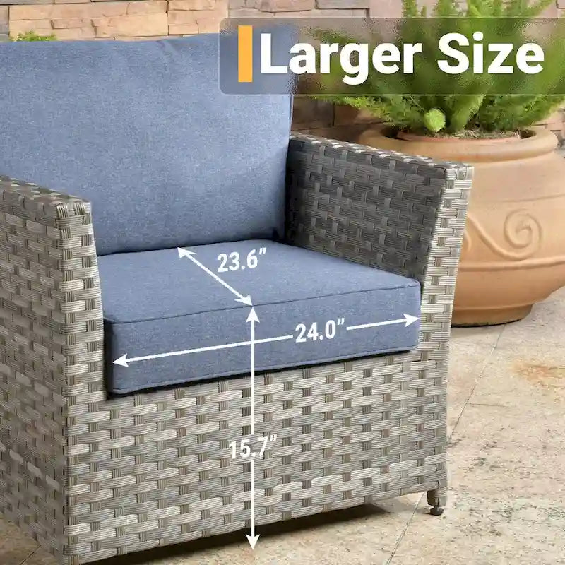 HOOOWOOO 10-piece Wicker Patio Furniture Sectional Set with Steel Fire Pit Table