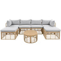 7 Pieces Outdoor Patio Furniture, All-Weather Rattan Sectional Sofa Set with Thick Cushions and Pillows, Conversation Sets