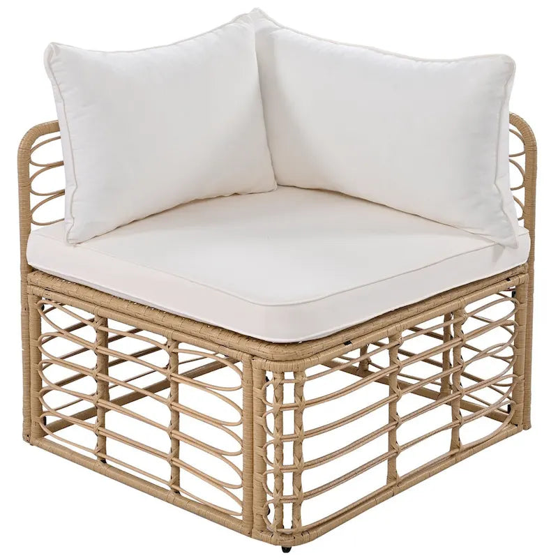 7 Pieces Outdoor Patio Furniture, All-Weather Rattan Sectional Sofa Set with Thick Cushions and Pillows, Conversation Sets