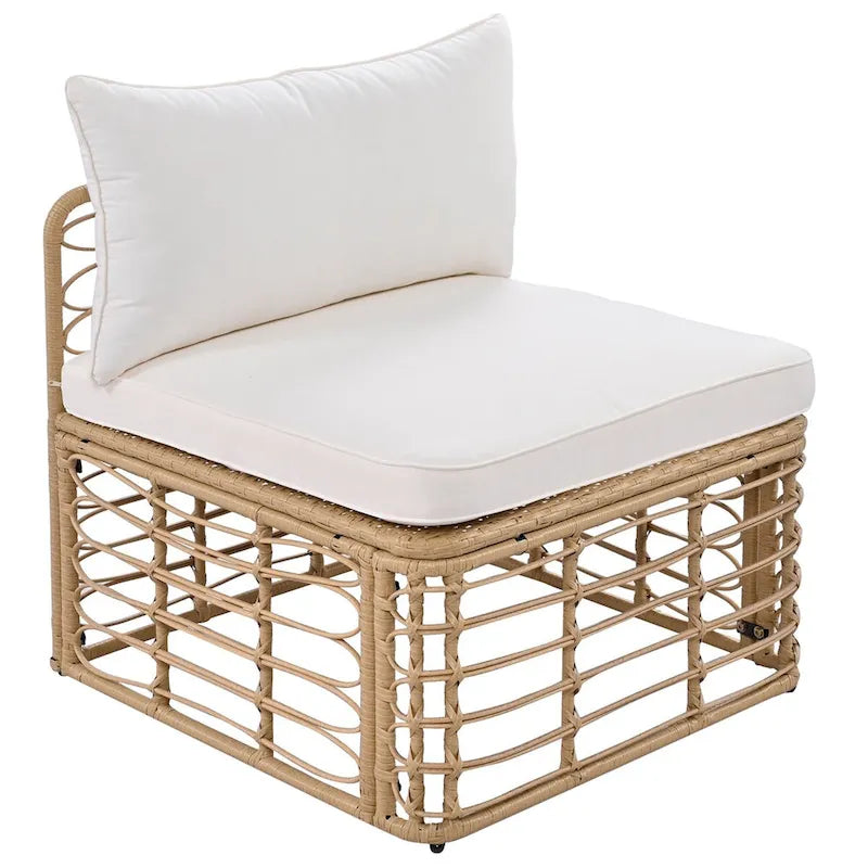 7 Pieces Outdoor Patio Furniture, All-Weather Rattan Sectional Sofa Set with Thick Cushions and Pillows, Conversation Sets