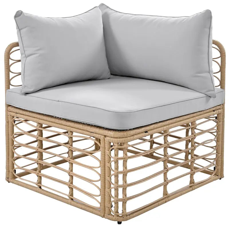 7 Pieces Outdoor Patio Furniture, All-Weather Rattan Sectional Sofa Set with Thick Cushions and Pillows, Conversation Sets