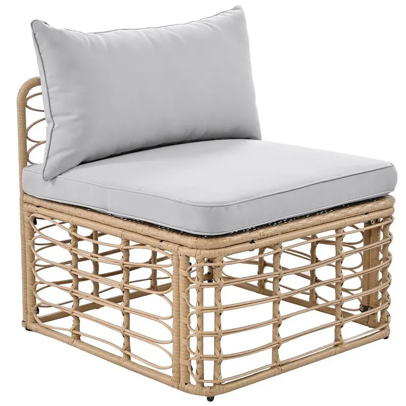 7 Pieces Outdoor Patio Furniture, All-Weather Rattan Sectional Sofa Set with Thick Cushions and Pillows, Conversation Sets