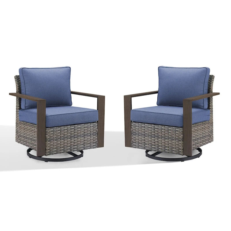 Gymojoy Outdoor Wicker Rattan Gliders Chairs - Grey