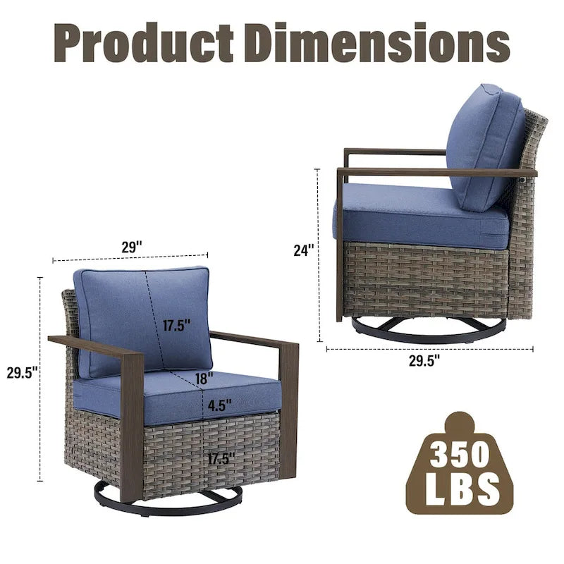 Gymojoy Outdoor Wicker Rattan Gliders Chairs - Grey