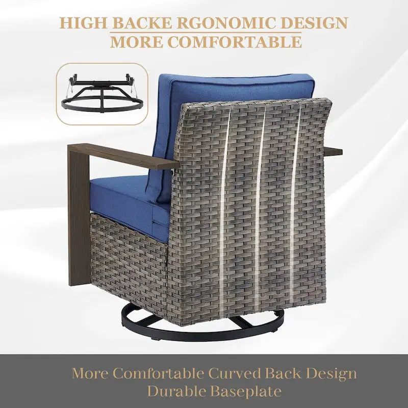 Gymojoy Outdoor Wicker Rattan Gliders Chairs - Grey