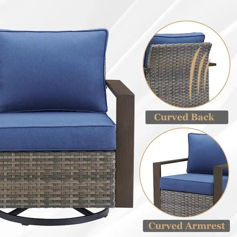 Gymojoy Outdoor Wicker Rattan Gliders Chairs - Grey