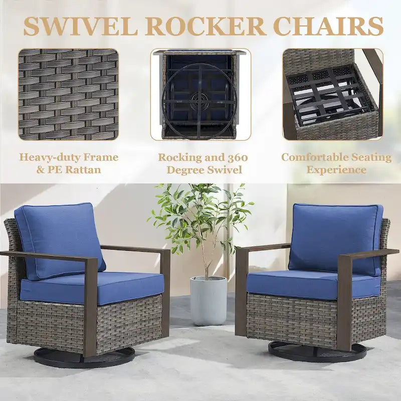 Gymojoy Outdoor Wicker Rattan Gliders Chairs - Grey