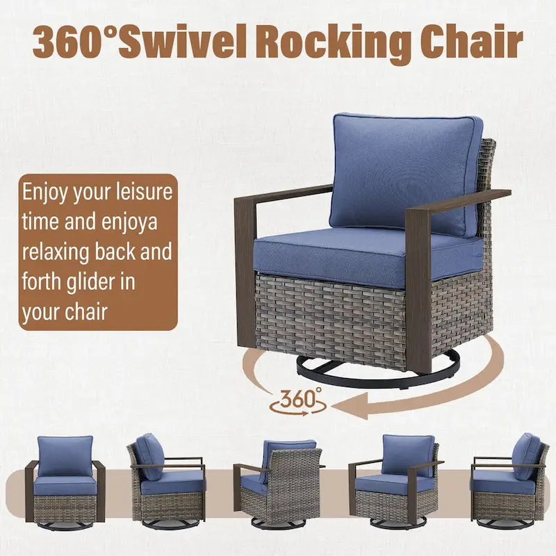 Gymojoy Outdoor Wicker Rattan Gliders Chairs - Grey