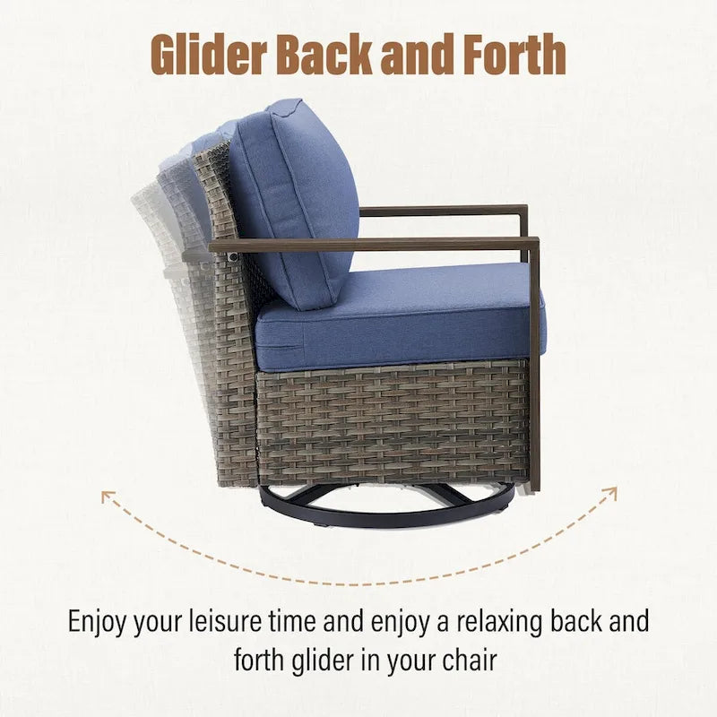 Gymojoy Outdoor Wicker Rattan Gliders Chairs - Grey