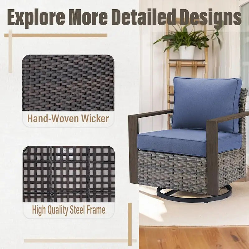 Gymojoy Outdoor Wicker Rattan Gliders Chairs - Grey