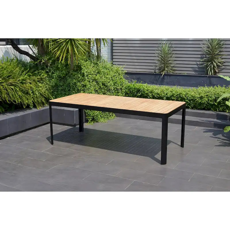 Amazonia Portalew 9pc FSC Teak and Aluminum Outdoor Patio Dining Set
