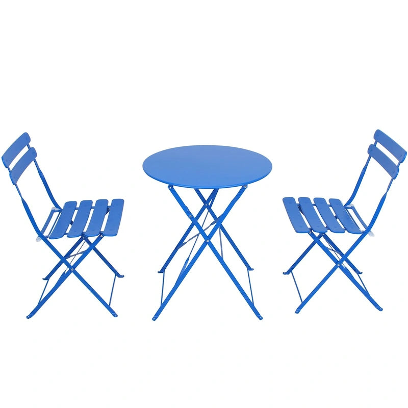 3 Pieces Patio Bistro Balcony Metail Chair Table Set