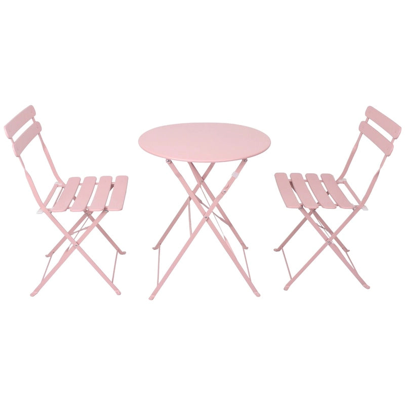 3 Pieces Patio Bistro Balcony Metail Chair Table Set