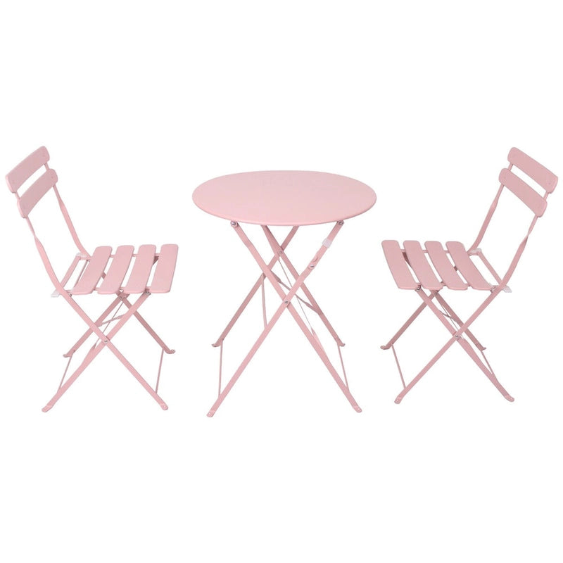 3 Pieces Patio Bistro Balcony Metail Chair Table Set