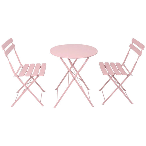 3 Pieces Patio Bistro Balcony Metail Chair Table Set