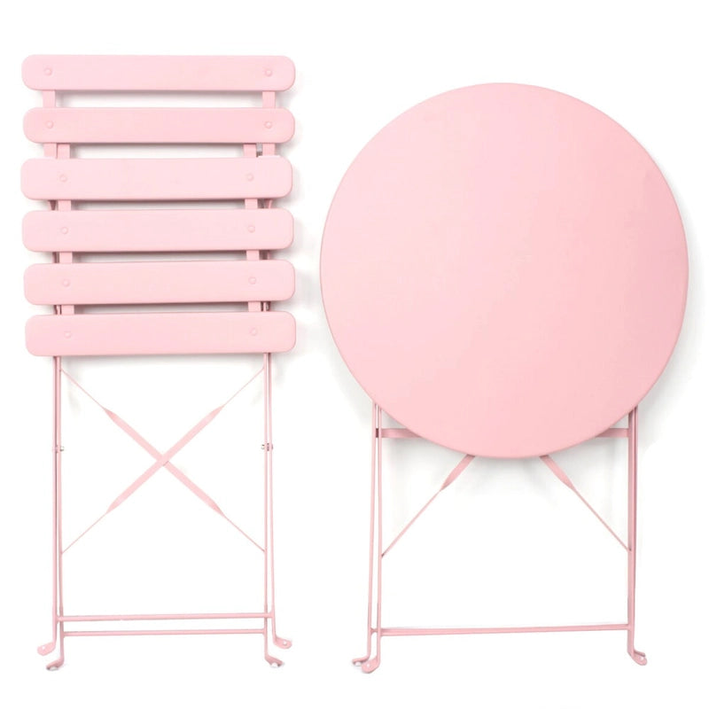 3 Pieces Patio Bistro Balcony Metail Chair Table Set