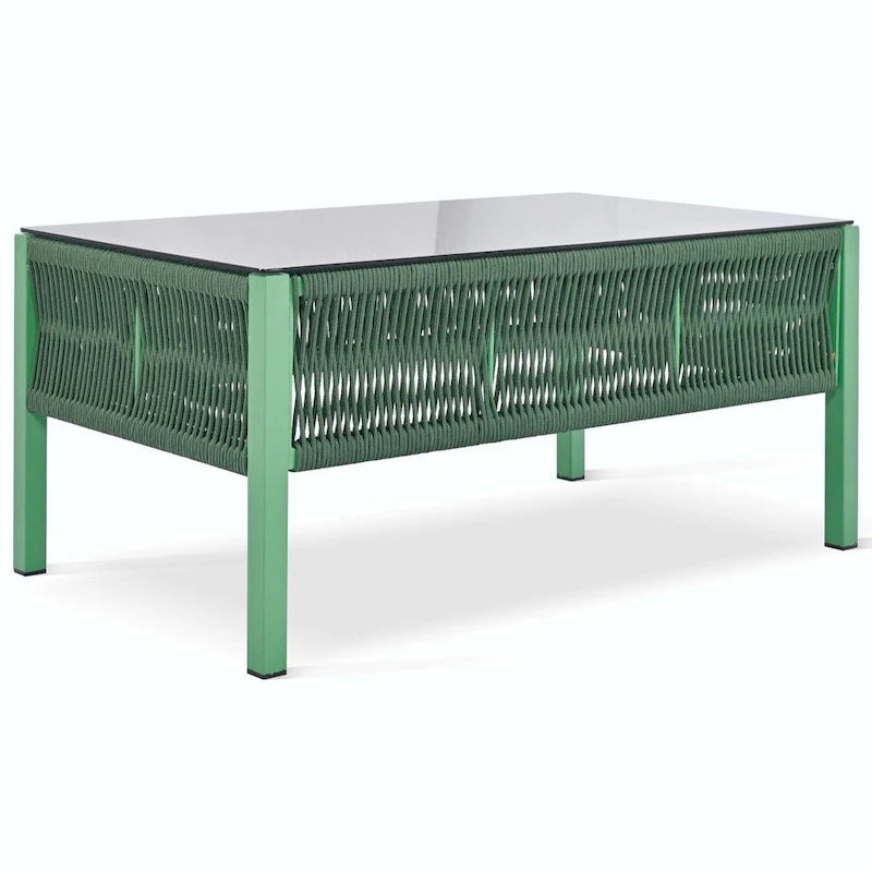 4-Piece Patio Furniture Set: Outdoor Seating with Tempered Glass Table, Thick Cushions