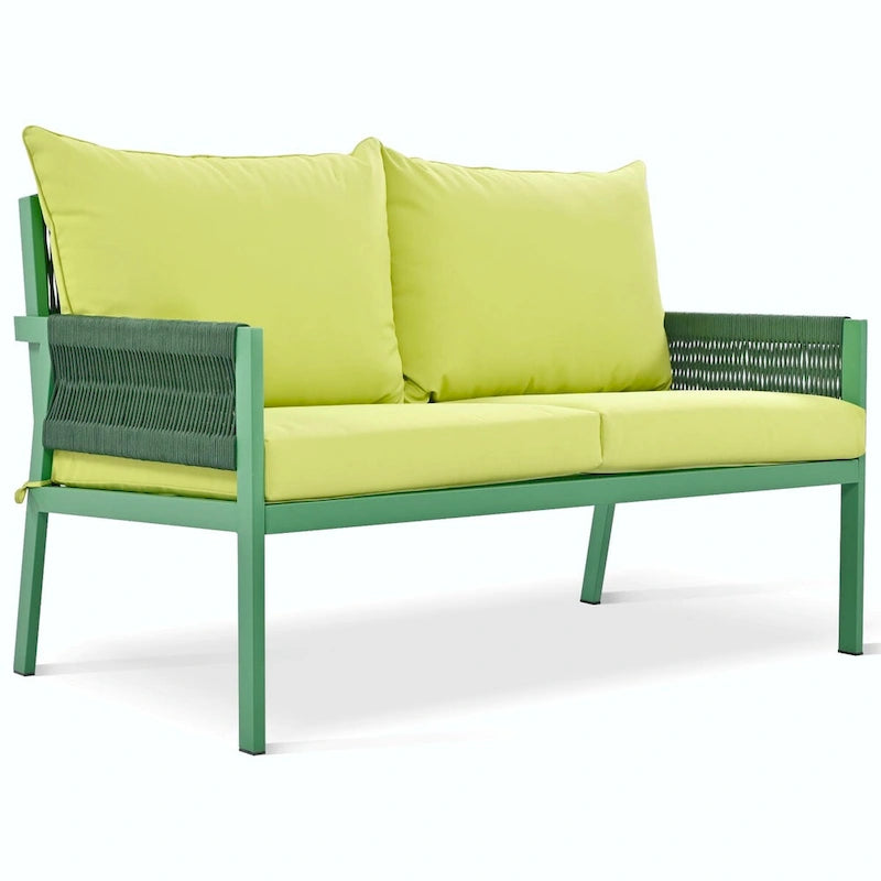 4-Piece Patio Furniture Set: Outdoor Seating with Tempered Glass Table, Thick Cushions