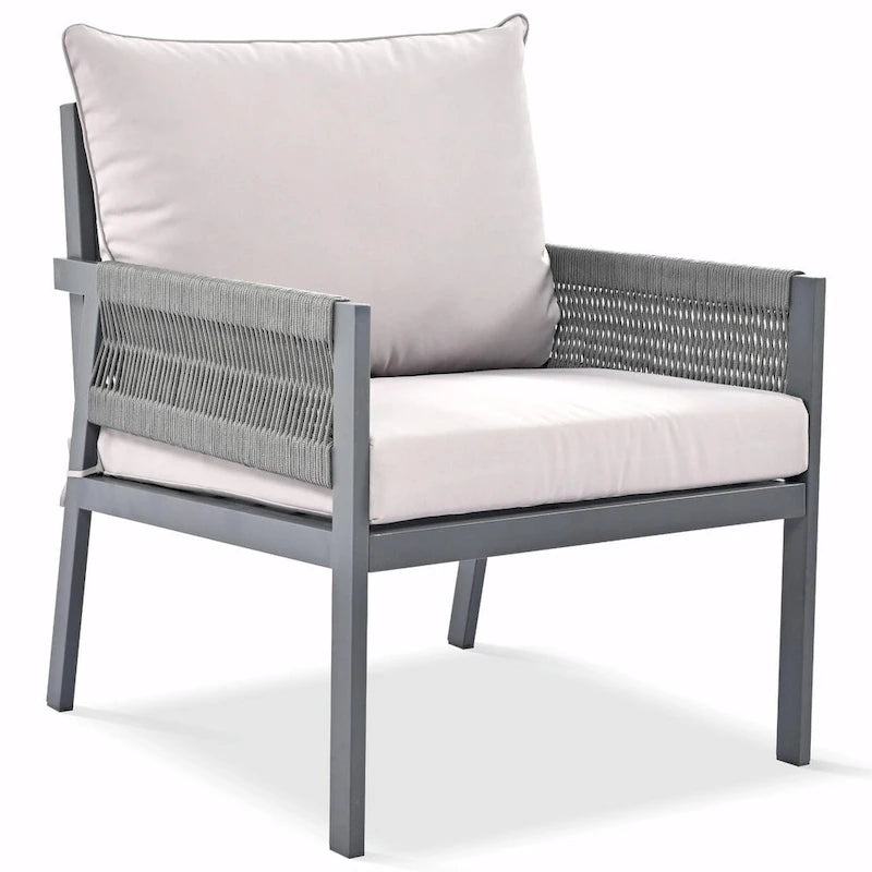 4-Piece Patio Furniture Set: Outdoor Seating with Tempered Glass Table, Thick Cushions