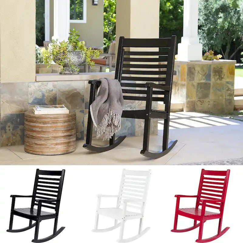 Elemental Modern Oversize Wood Outdoor Patio Rocking Chair