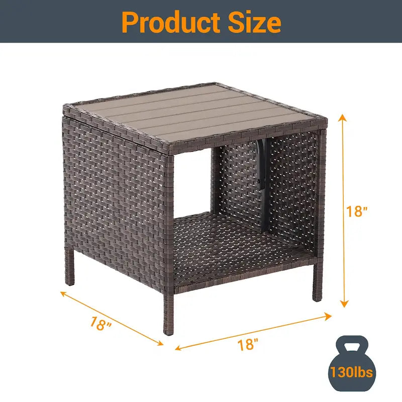 LIVOOSUN 3-Piece Patio Sofa Set Brown Rattan Outdoor Chair with Side Table