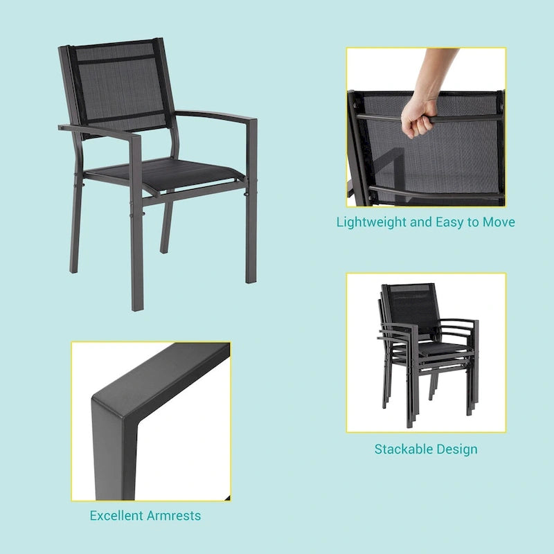 BONOSUKI Outdoor 7-Piece Dining Set Textilene Fabric w/Powder-coated