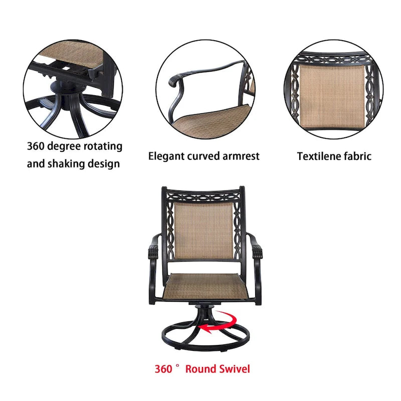 5 Piece Outdoor Patio Cast Aluminum Dining Set