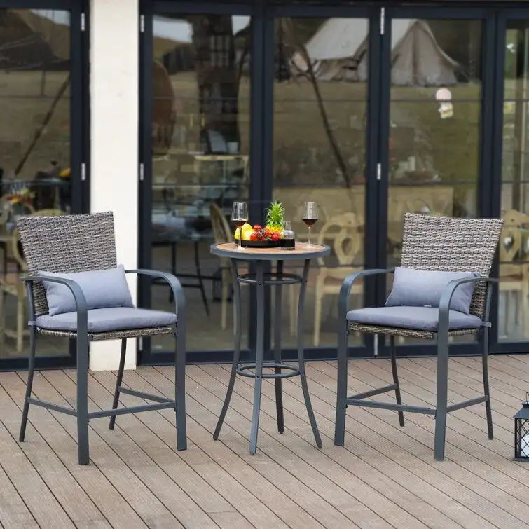 38.9 in. H Black Metal Bar Height Outdoor Dining Table Pub Table Patio Dining Table with Foot Pedals