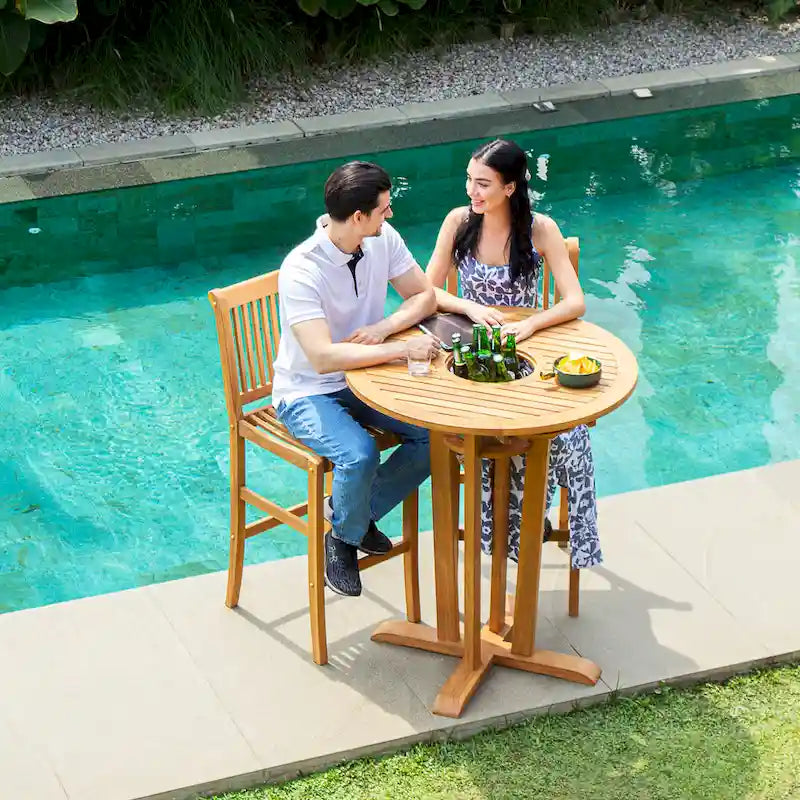 Cambridge Casual Chara 2-Piece Teak wood Bar-height Patio Bistro Chair