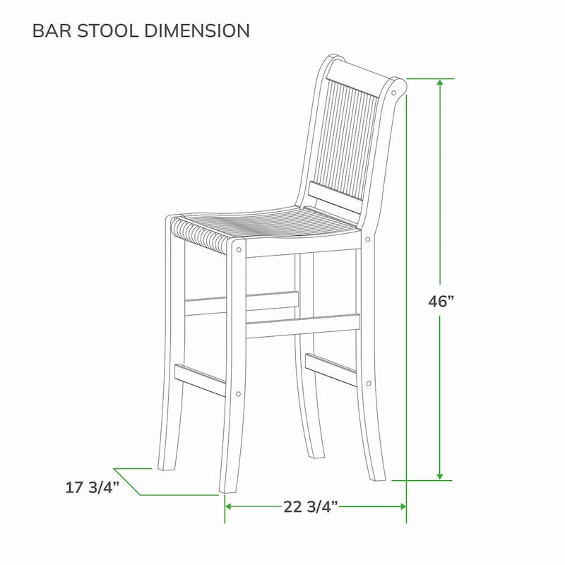 Cambridge Casual Chara 2-Piece Teak wood Bar-height Patio Bistro Chair