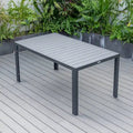LeisureMod Chelsea 63  Rectangular Outdoor Aluminum Family Dining Table, Furniture for Patio Porch Garden Backyard