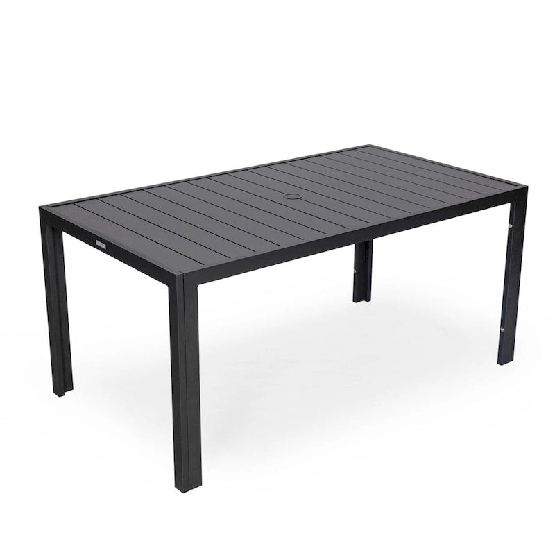 LeisureMod Chelsea 63  Rectangular Outdoor Aluminum Family Dining Table, Furniture for Patio Porch Garden Backyard