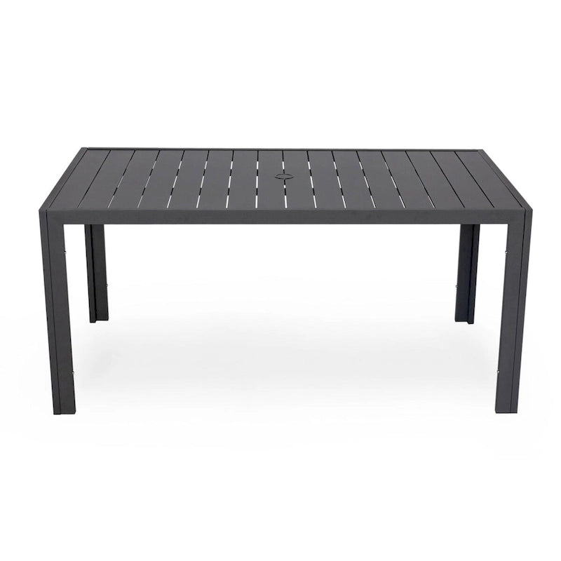 LeisureMod Chelsea 63  Rectangular Outdoor Aluminum Family Dining Table, Furniture for Patio Porch Garden Backyard
