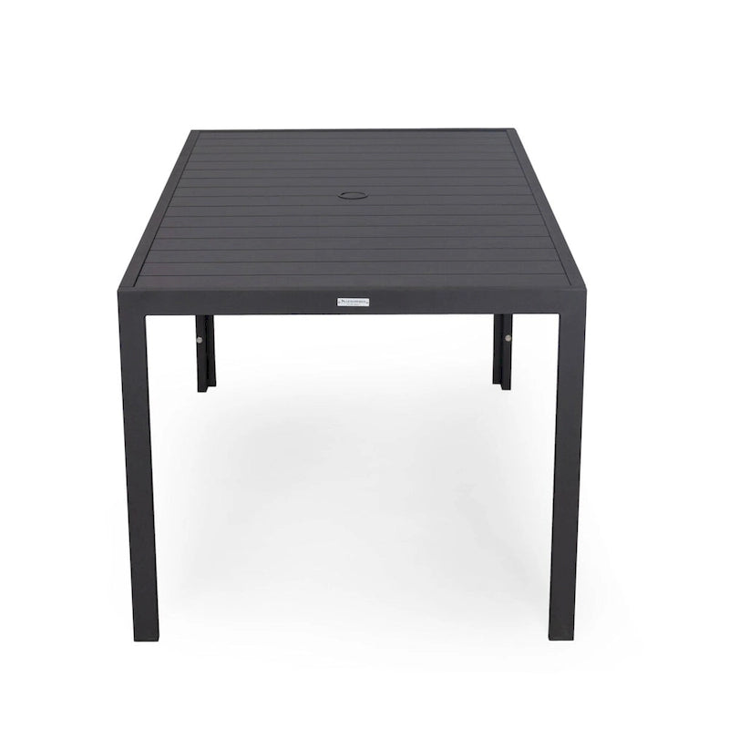 LeisureMod Chelsea 63  Rectangular Outdoor Aluminum Family Dining Table, Furniture for Patio Porch Garden Backyard
