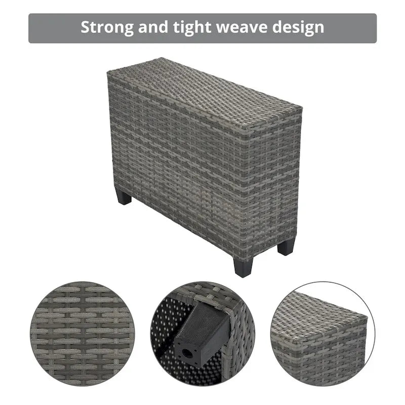 8 Pieces Outdoor Wicker Curved Patio Sectional with Rectangular Coffee Table and Movable Cushions