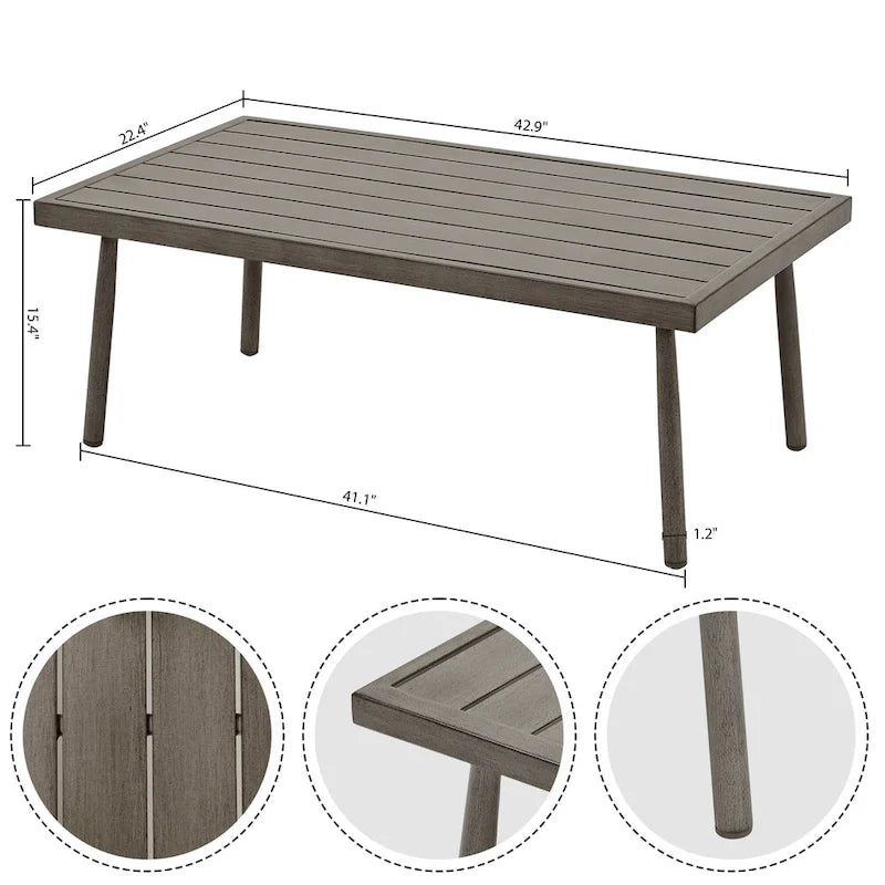 7-Piece Aluminum Patio Conversation Set, Loveseat with Ottomans, 2 Swivel Armchairs and Coffee Table
