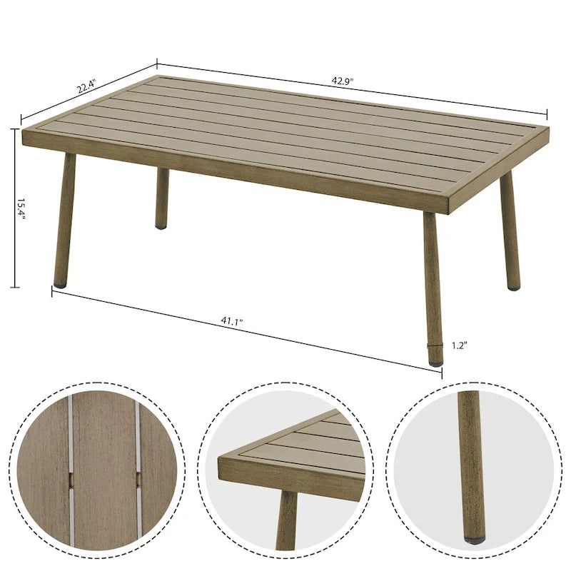 7-Piece Aluminum Patio Conversation Set, Loveseat with Ottomans, 2 Swivel Armchairs and Coffee Table