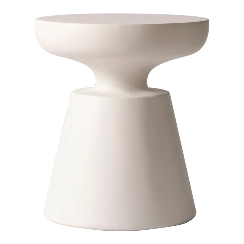 Isle Modern Round Side Table in Fiberstone for Indoor and Patio Outdoor End Table with Pedestal Base