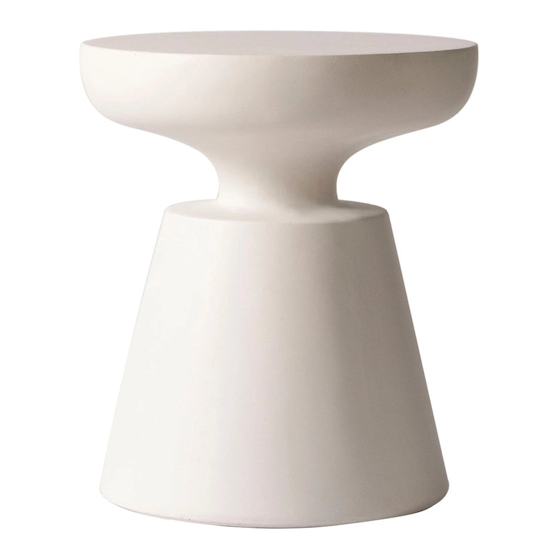 Isle Modern Round Side Table in Fiberstone for Indoor and Patio Outdoor End Table with Pedestal Base