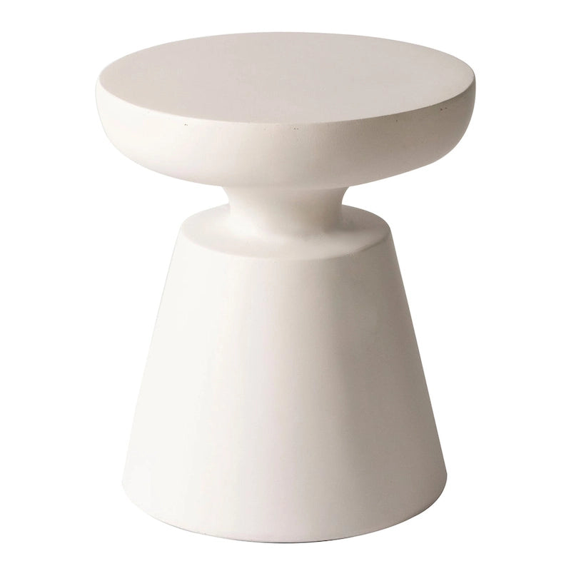 Isle Modern Round Side Table in Fiberstone for Indoor and Patio Outdoor End Table with Pedestal Base