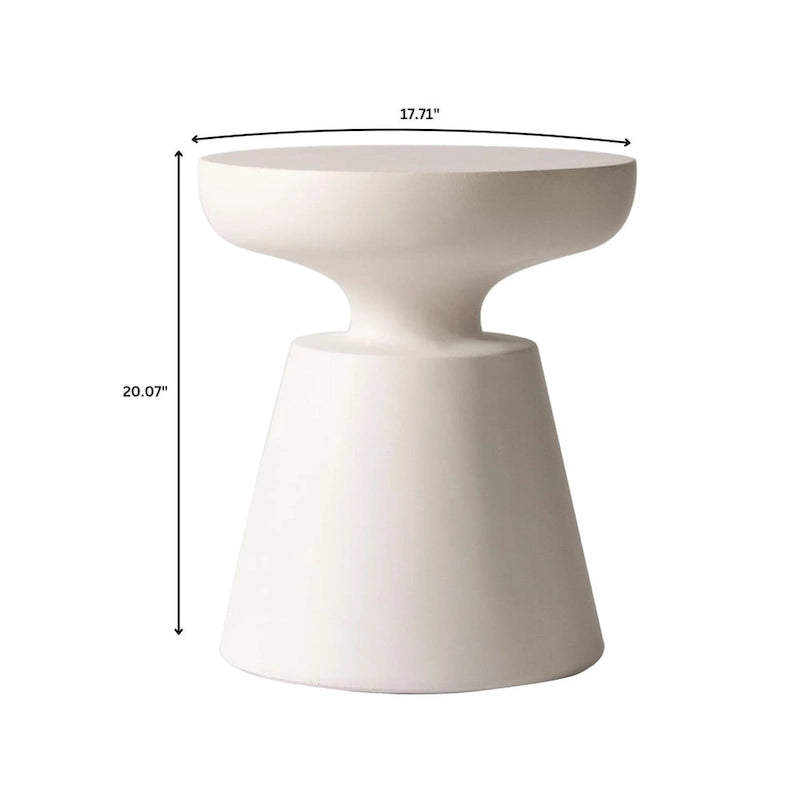 Isle Modern Round Side Table in Fiberstone for Indoor and Patio Outdoor End Table with Pedestal Base