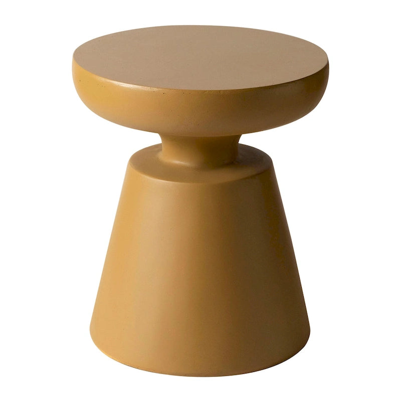 Isle Modern Round Side Table in Fiberstone for Indoor and Patio Outdoor End Table with Pedestal Base