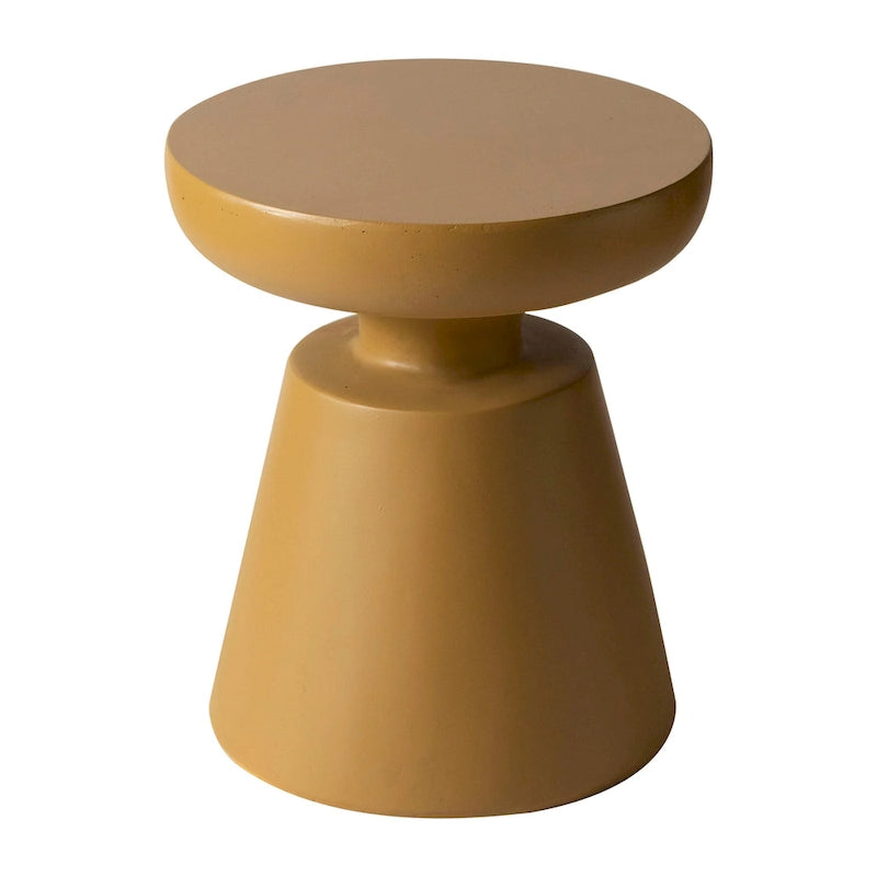 Isle Modern Round Side Table in Fiberstone for Indoor and Patio Outdoor End Table with Pedestal Base